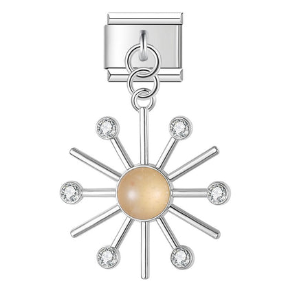 The Crystal North Star & Pastel Sunburst Dangle Charm in Silver