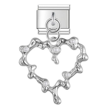 Melted Pearl Heart Dangle Charm