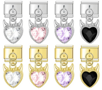 Demon Heart Gemstone Charms in Silver & Gold