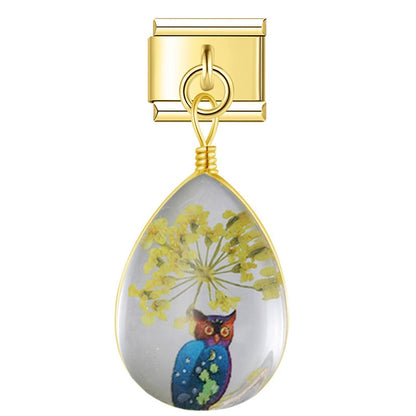 Botanical Resin Teardrop Dangle Charm