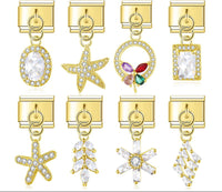 Elegant Diamond Starfish Star Flower charms in gold