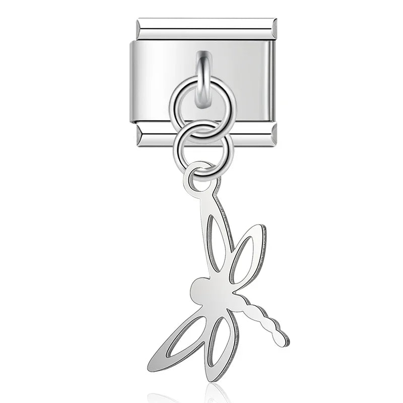 Dragonfly silver Italian charm, by Charmtastic