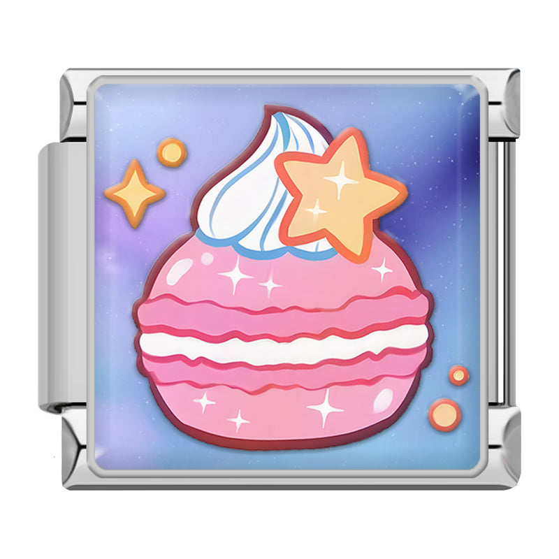 Dreamy Space and Sweets Italian Charm – macaron with cream and star charm, Italian charm bracelet charm by Charmtastic