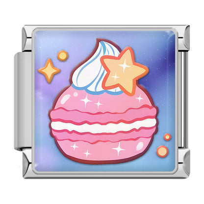 Dreamy Space and Sweets Italian Charm – macaron with cream and star charm, Italian charm bracelet charm by Charmtastic