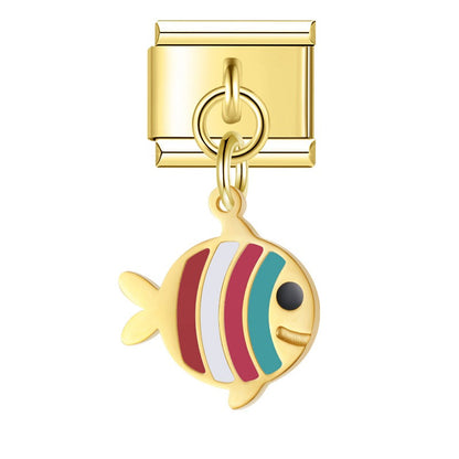 The Tropical Fish & Mermaid Tail Dangle Charm in Gold