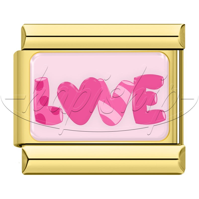 Golden Pink Love Heart Eye Angels GTZ064