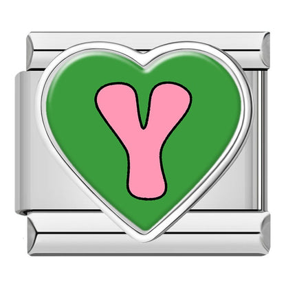 Colourful Heart Letter Initial Italian Charms a–z — Lowercase Alphabet Heart Bracelet Links