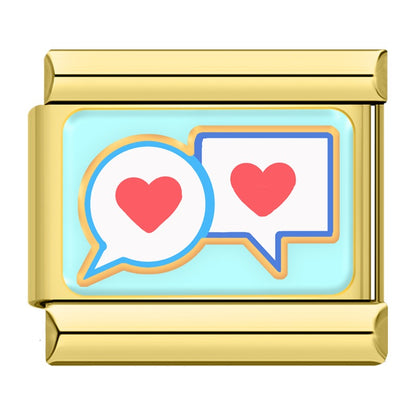 Playful Valentine's Love Gold Italian Charms — I Love You, Heart Key, Love Balloons & More