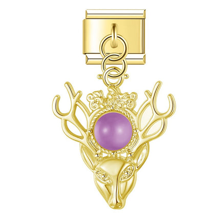 Regal Golden Stag & Pearl Dangle Charm
