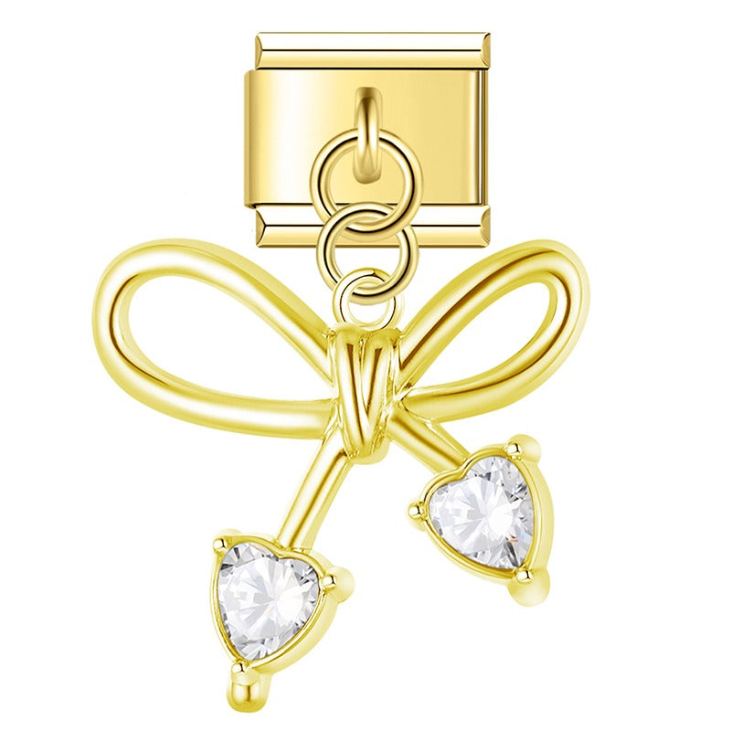 Elegant Diamond Bowknot  charms silver&gold