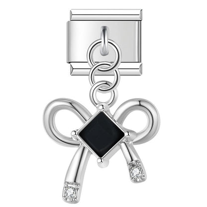 Enamel Horse & Horseshoe Dangle Charm for Charm Bracelets