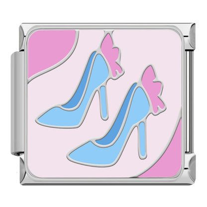 Charming Pink & Blue Fashion Icon Italian Charms — Handbag, Shoe, Bow & Fashion Dangle Links