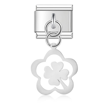 The Delicate Cut-Out Heart & Floral Silhouette Dangle Charm