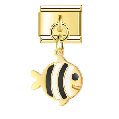 The Tropical Fish & Mermaid Tail Dangle Charm in Gold