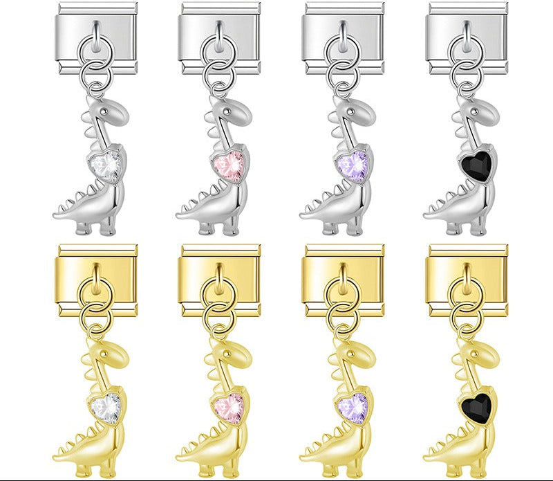 Cute Dinosaur charms silver&gold