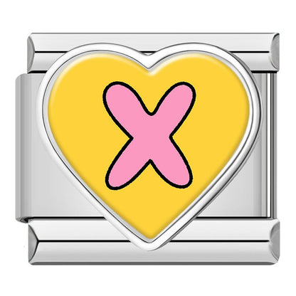 Colourful Heart Letter Initial Italian Charms a–z — Lowercase Alphabet Heart Bracelet Links