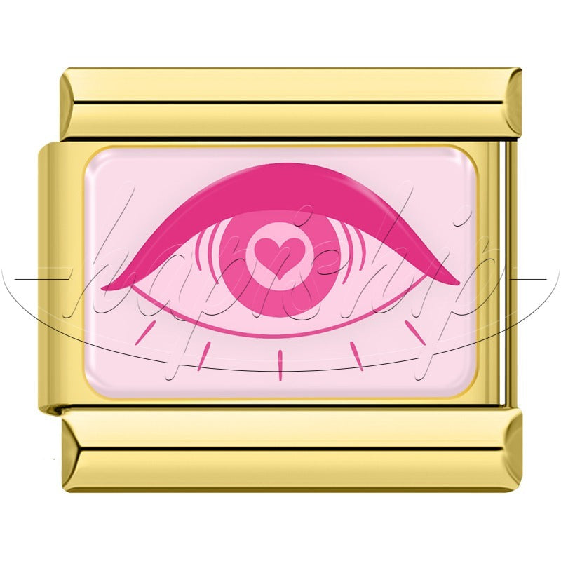 Golden Pink Love Heart Eye Angels GTZ064