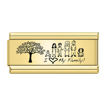 Golden Double Word Italian Charms — Love, Dream, Family, Daughter & Princess Bracelet Links