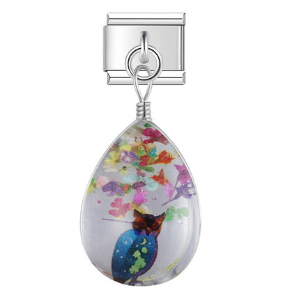 Botanical Resin Teardrop Dangle Charm