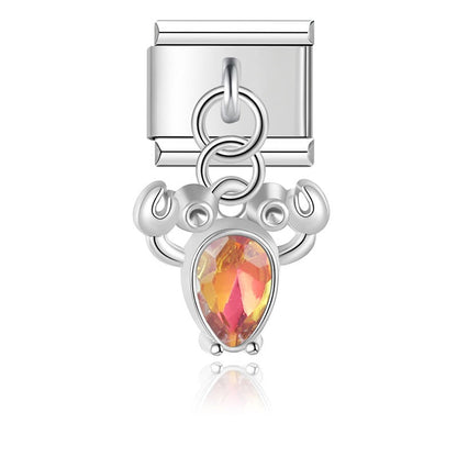 The Elegant Crab, Lobster & Gemstone Dangle Charm in Silver & Gold