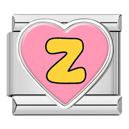 Colourful Heart Letter Initial Italian Charms a–z — Lowercase Alphabet Heart Bracelet Links