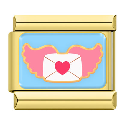 Playful Valentine's Love Gold Italian Charms — I Love You, Heart Key, Love Balloons & More