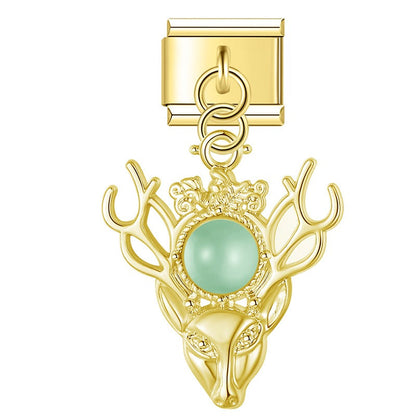 Regal Golden Stag & Pearl Dangle Charm