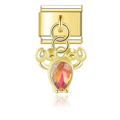 The Elegant Crab, Lobster & Gemstone Dangle Charm in Silver & Gold