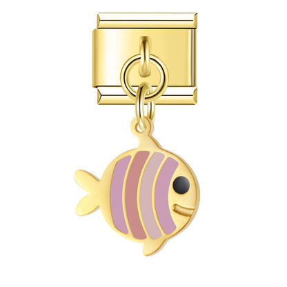The Tropical Fish & Mermaid Tail Dangle Charm in Gold