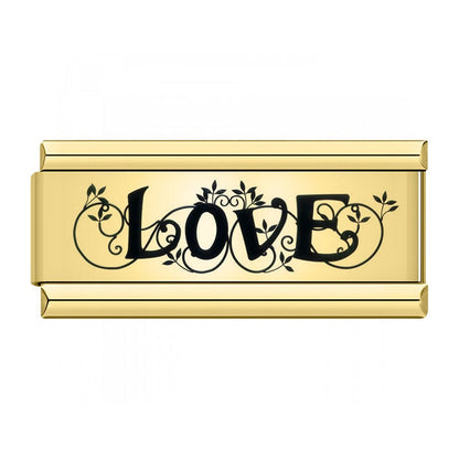Golden Double Word Italian Charms — Love, Dream, Family, Daughter & Princess Bracelet Links