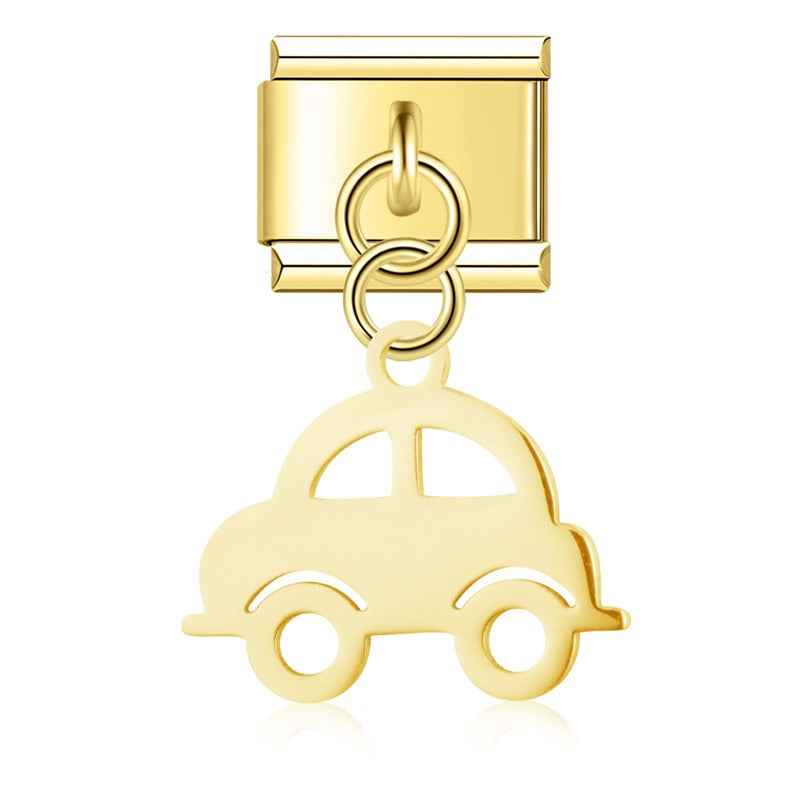 elegant charms Flower Heart Car Dog Penguin – car dangle charm in gold, Italian charm bracelet charm by Charmtastic