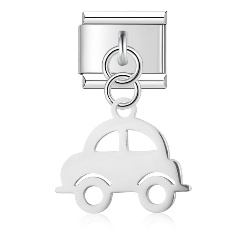 elegant charms Flower Heart Car Dog Penguin – car dangle charm in silver, Italian charm bracelet charm by Charmtastic