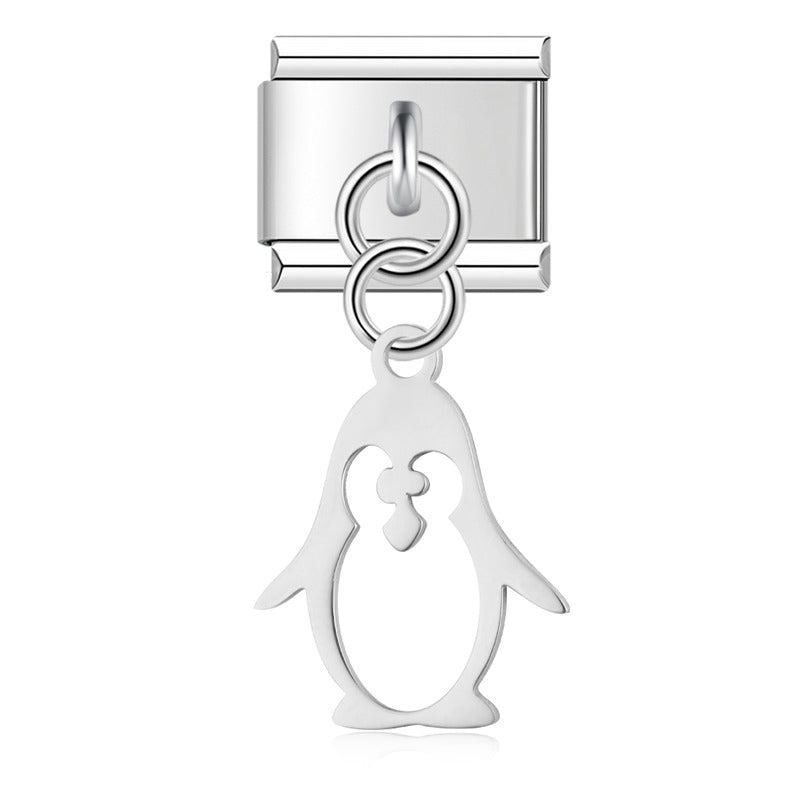 elegant charms Flower Heart Car Dog Penguin – penguin dangle charm in silver, Italian charm bracelet charm by Charmtastic