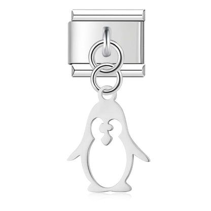 elegant charms Flower Heart Car Dog Penguin – penguin dangle charm in silver, Italian charm bracelet charm by Charmtastic