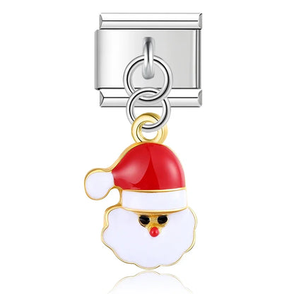 elegant silver dangle charms – Santa Claus face dangle charm, Italian charm bracelet charm by Charmtastic