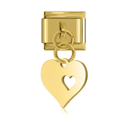 Elephant Wing Cat Heart Love Claws charms – gold heart silhouette dangle charm, Italian charm bracelet charm by Charmtastic