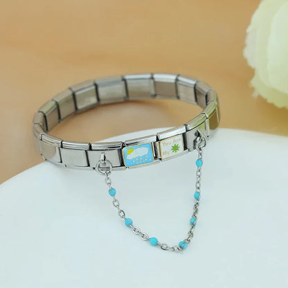 Enamel bead safety chain for Italian charm bracelet — 9mm, by Charmtastic