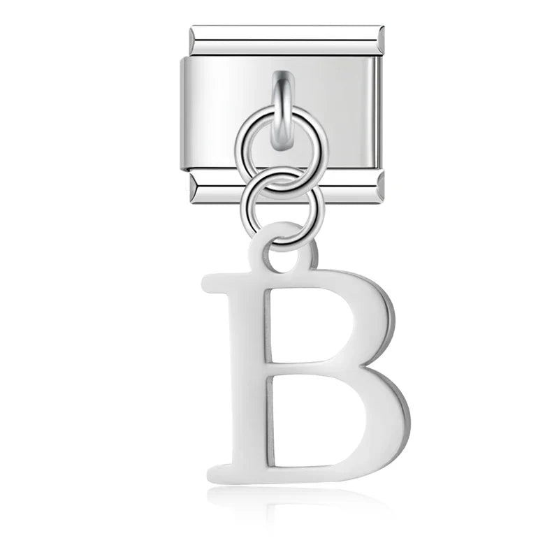 English Letter Charms Silver – individual letter B charm in silver, Italian charm bracelet charm by Charmtastic