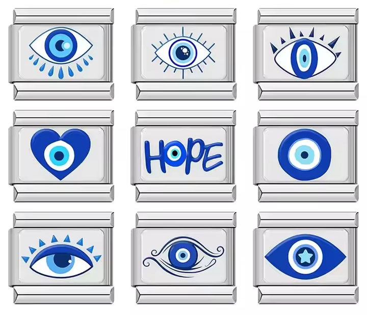 Blue evil eye Italian charms — protection eye designs, by Charmtastic