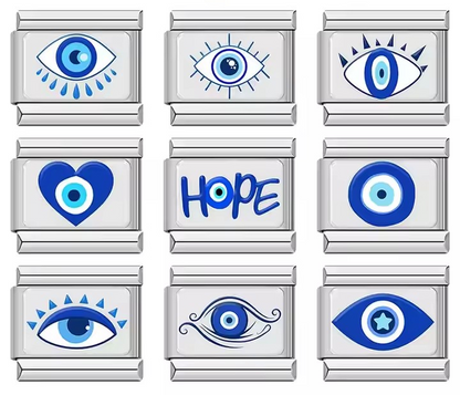 Blue evil eye Italian charms — protection eye designs, by Charmtastic