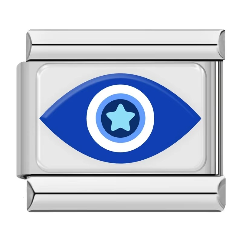 Blue evil eye Italian charm — lash eye design, by Charmtastic