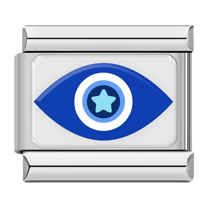 Blue evil eye Italian charm — lash eye design, by Charmtastic