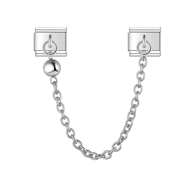 Eye Ball Dove of Peace Chains silver – second view of silver ball bead safety chain link, Italian charm bracelet accessory by Charmtastic