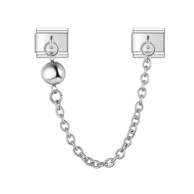 Eye Ball Dove of Peace Chains silver – third view of silver ball bead safety chain link, Italian charm bracelet accessory by Charmtastic