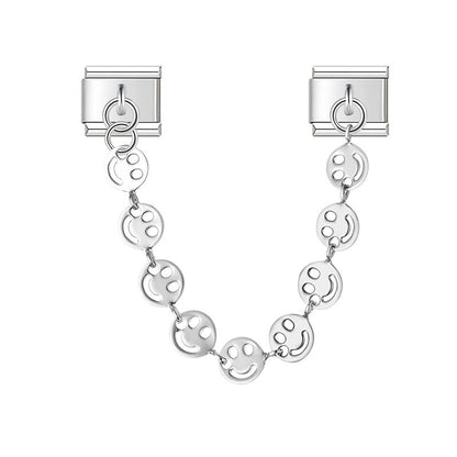 Eye Ball Dove of Peace Chains silver – silver smiley face safety chain link, Italian charm bracelet accessory by Charmtastic