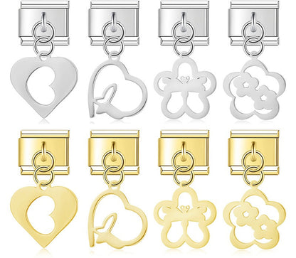 The Delicate Cut-Out Heart & Floral Silhouette Dangle Charm
