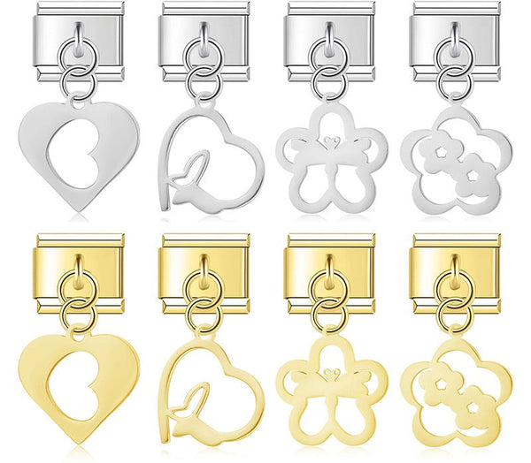 The Delicate Cut-Out Heart & Floral Silhouette Dangle Charm