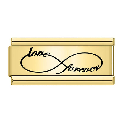 Golden Double Word Italian Charms — Love, Dream, Family, Daughter & Princess Bracelet Links