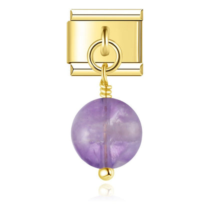Oblate Coloured Bead Charms in Gold