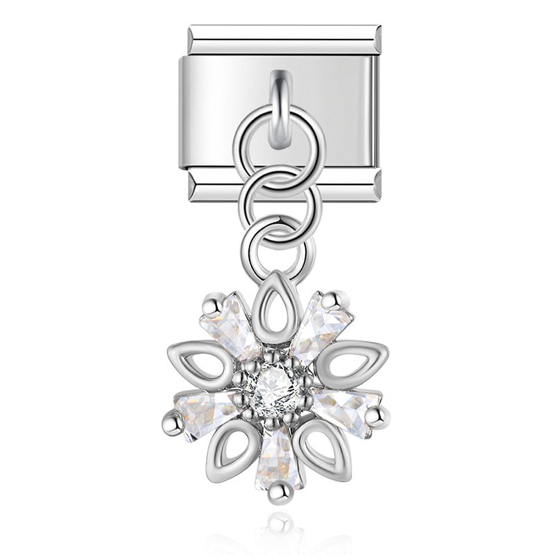 Diamond silver themed dangle charms